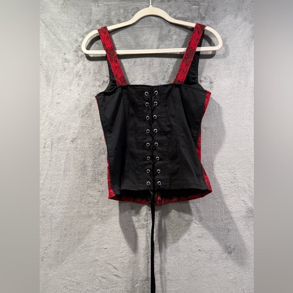 Royal Bones By Tripp Corset Size M Rose Lace Halter Bustier Punk Goth Club Y2K - Picture 6 of 11